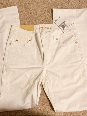 Michael Kors White Jeans with Gold Accents